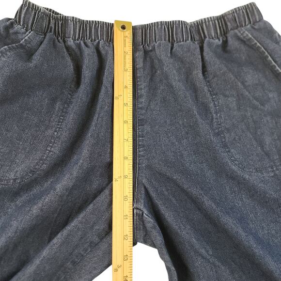White Stag Denim Pants Womens PL Large Petite 12 14 Elastic Waist Capris Dark - Picture 10 of 13